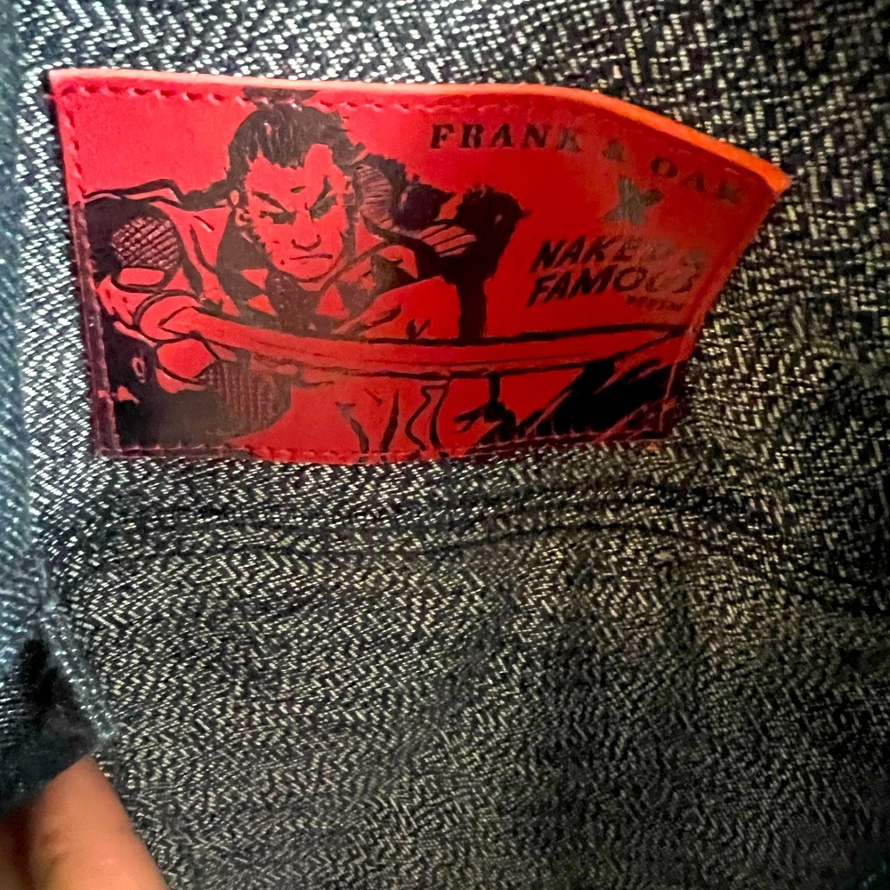 Naked famous selvedge denim raw jacket size large